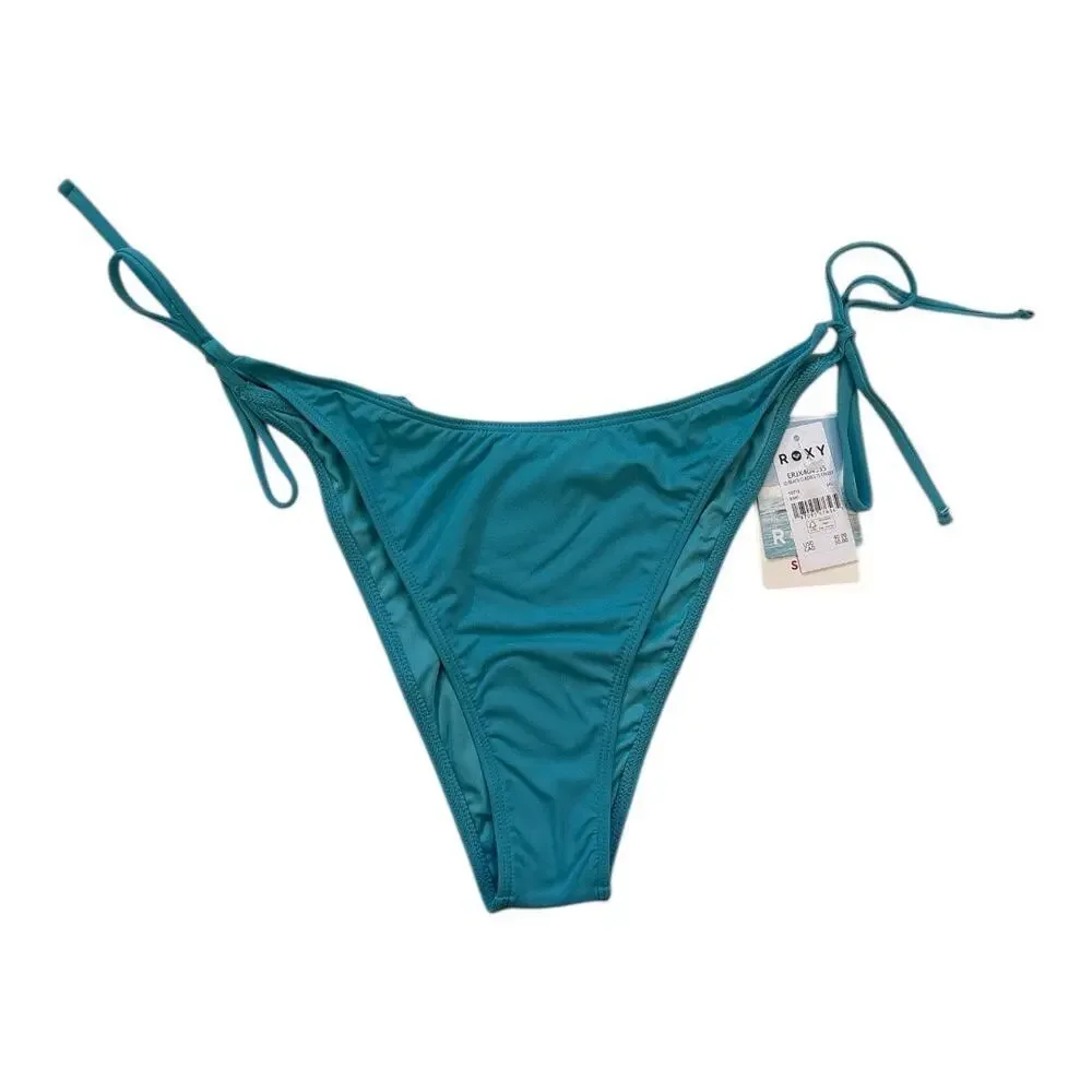 Roxy Womens SD Beach Classics Tie Side Cheeky Bikini Bottom Maui Blue Large XL